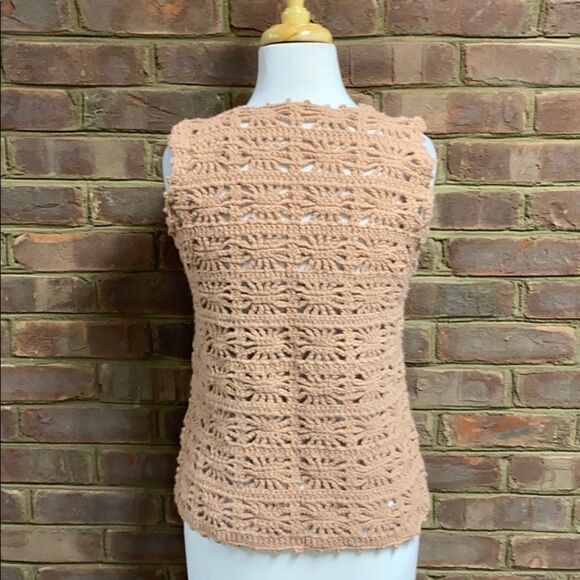 Vintage Blush/Salmon Crochet Vest - Picture 3 of 4